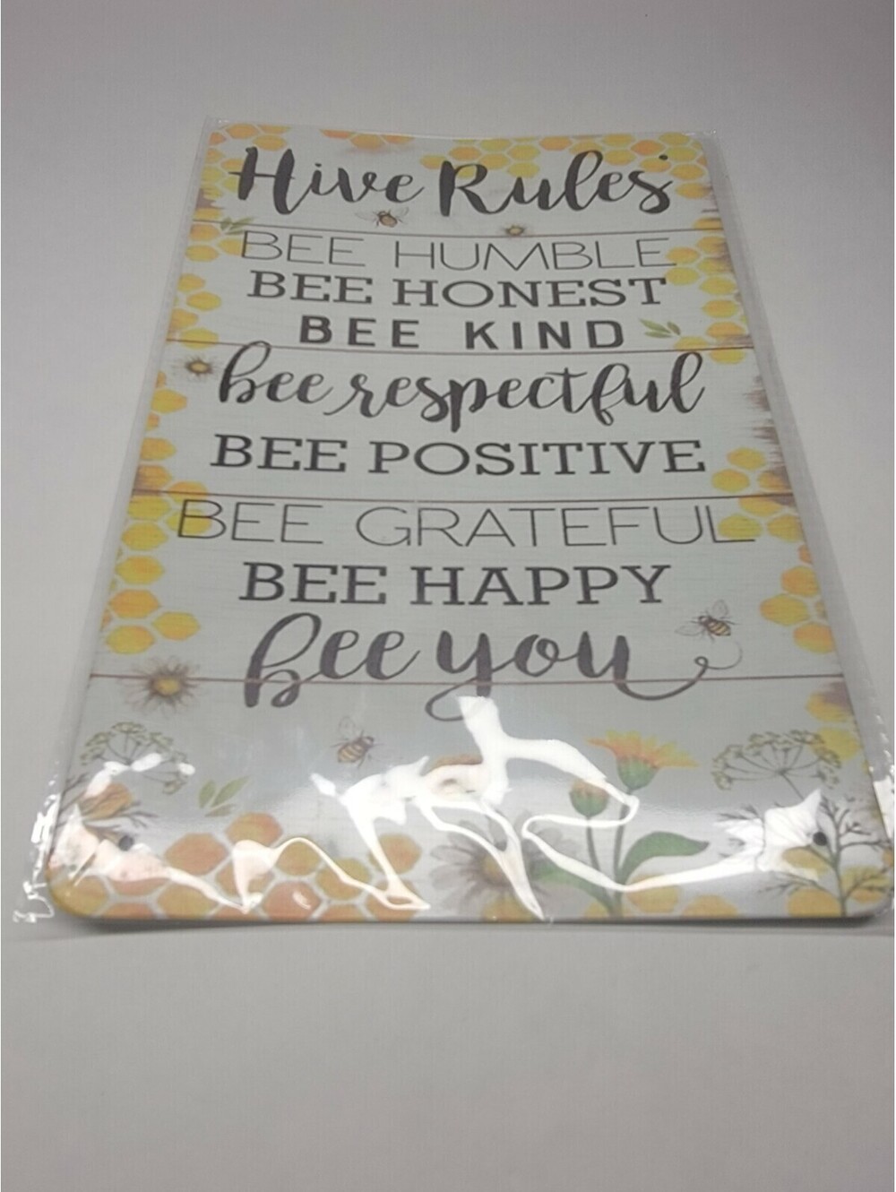 Happy funny Bee Home Decor Collection Hive Rules Wall Hanging Sign